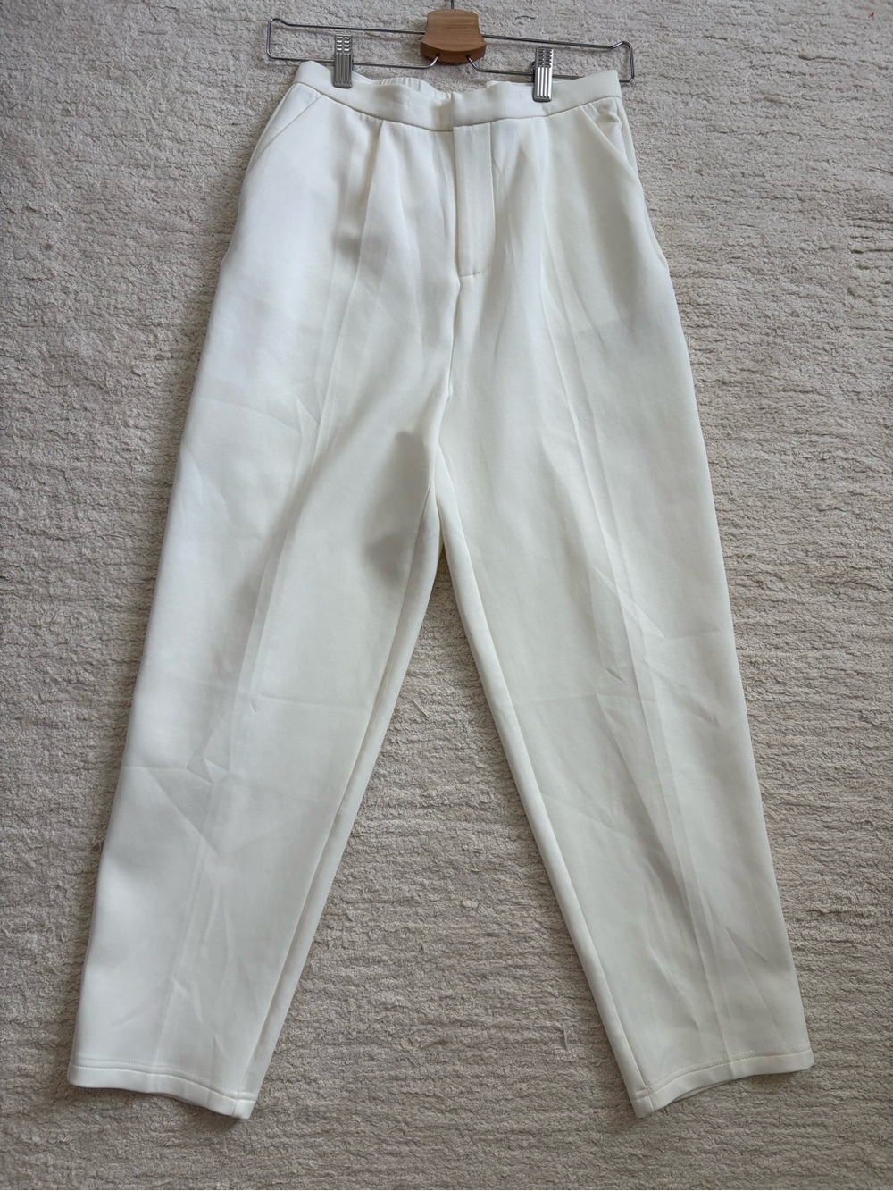MOTF Cream High-Waist Tapered Trousers
